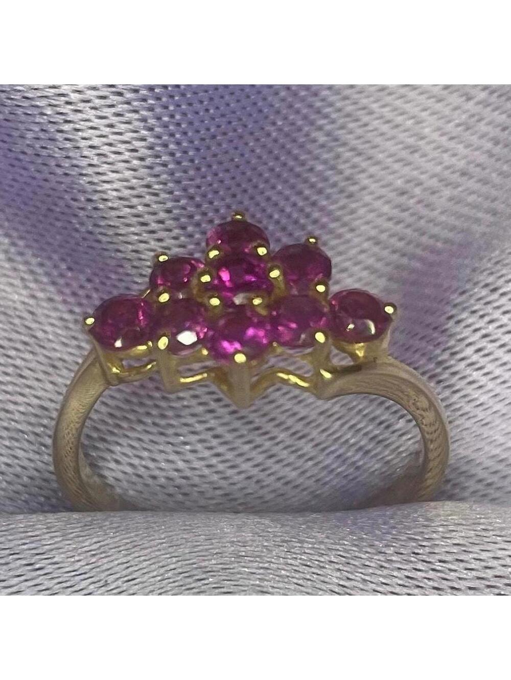 Rhodolite Cluster Ring - 14k gold size 7